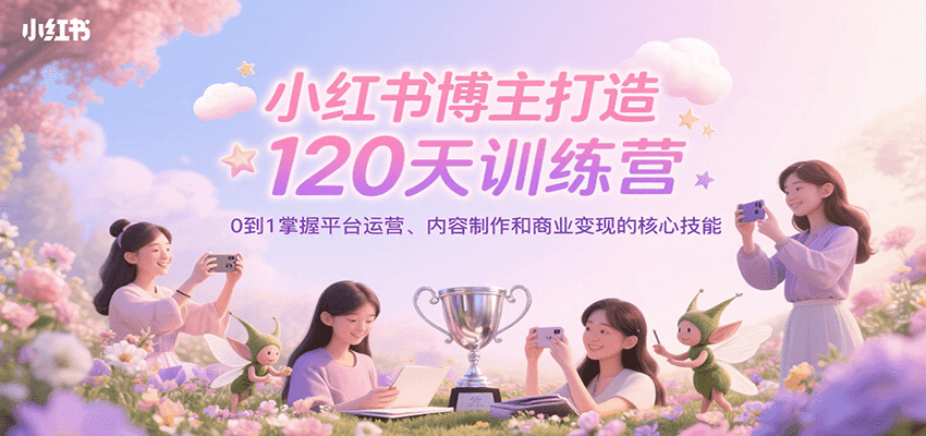 小红书博主打造120天训练营，0到1掌握平台运营、内容制作和商业变现-中创项目网