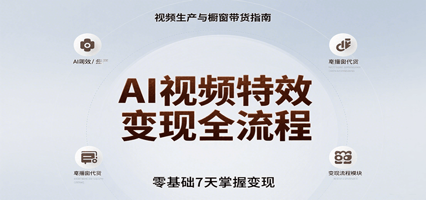 AI视频特效变现全流程，零基础7天掌握视频生产到橱窗带货变现-中创项目网