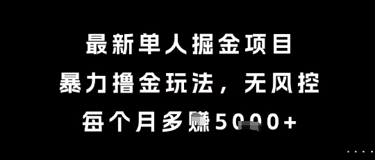 最新单人掘金项目，暴力撸金玩法，无风控，每个月多挣5k+【揭秘】-中创项目网