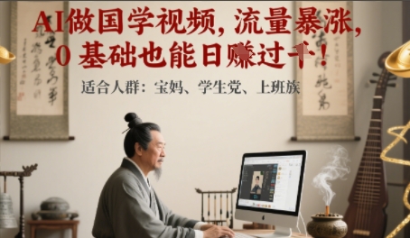 AI做国学视频，流量暴涨 ，0 基础也能日入多张-中创项目网