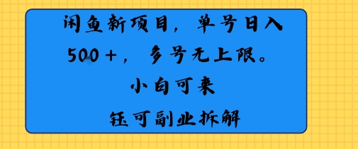 闲鱼玩法单号日收入5张+ 多号无上限 操作简单几乎零门槛-中创项目网