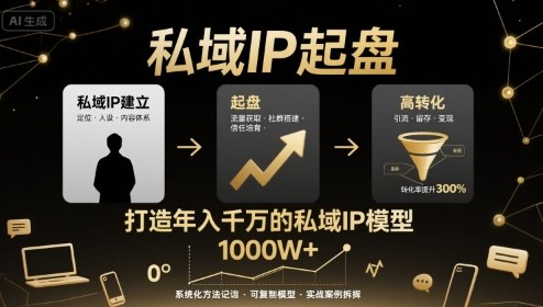 私域IP起盘，私域ip建立、起盘、高转化，打造年入千万的私域ip模型-中创项目网