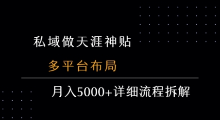 私域做天涯神贴 多平台布局 月入5k+详细流程拆解-中创项目网