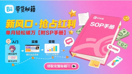 B站哔哩哔哩带货秘籍，新风口，抢占红利，单月轻松破万【附SOP手册】-中创项目网