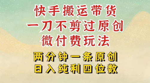 快手黑科技搬运带货，一刀不剪过原创，微付费投流玩法，轻松日入四位数，深层揭秘玩法-中创项目网