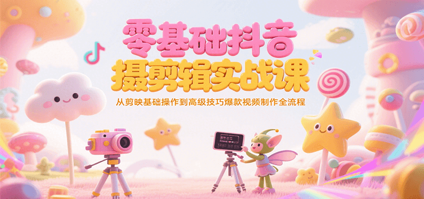 零基础抖音短视频拍摄剪辑实战课，从剪映基础操作到高级技巧爆款视频制作全流程-中创项目网