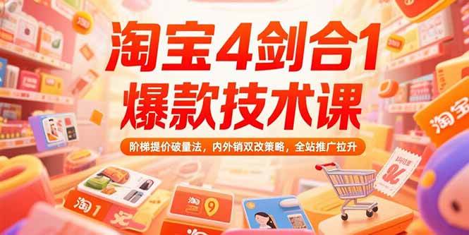 （15415期）淘宝4剑合1爆款技术课，阶梯提价破量法，内外销双改策略，全站推广拉升-中创项目网