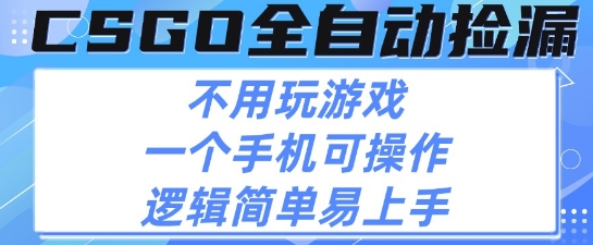 CSGO自动捡漏项目，最新独家玩法，不用挂G不用玩游戏，一个手机即可操作，新手小白轻松月入1W+【揭秘】-中创项目网