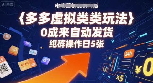 多多虚拟类目玩法，0成本全自动发货，矩阵操作日5张-中创项目网