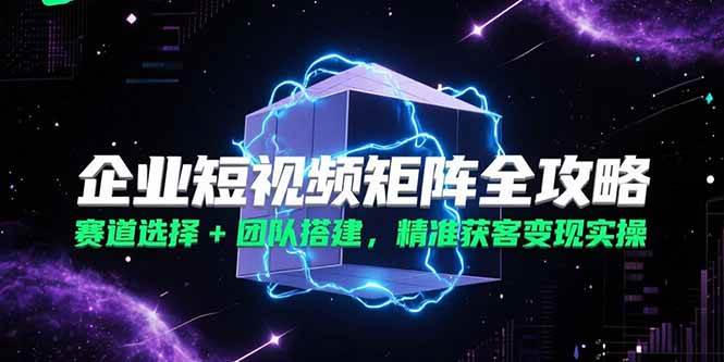 （15242期）企业短视频矩阵全攻略，赛道选择+团队搭建，精准获客变现实操-中创项目网