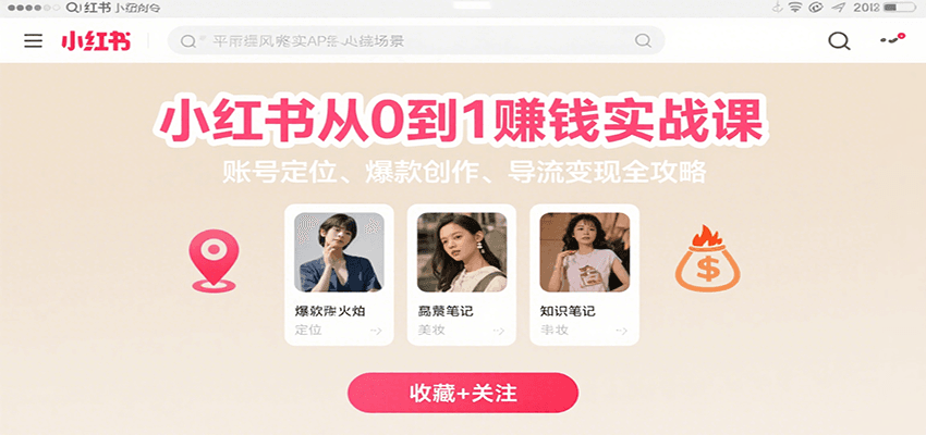 小红书从0到1赚钱实战课：账号定位、 爆款创作 、导流变现全攻略-中创项目网