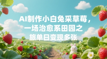 AI制作小白兔采草莓，一场治愈系田园之旅单日变现多张-中创项目网