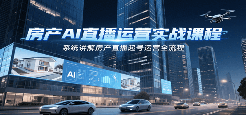 房产AI直播运营实战课程，系统讲解房产直播起号运营全流程-中创项目网