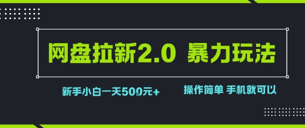 网盘拉新2.0暴力玩法，新手小白一天轻松5张，操作简单-中创项目网