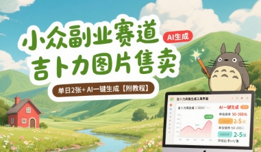 小众副业赛道 吉卜力图片售卖 单日2张+ AI一键生成【附教程】-中创项目网