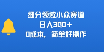 细分领域小众赛道，日入3张+，0成本，简单好操作-中创项目网