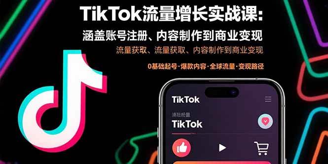 （15791期）TikTok流量增长实战课：涵盖账号注册、流量获取、内容制作到商业变现-中创项目网