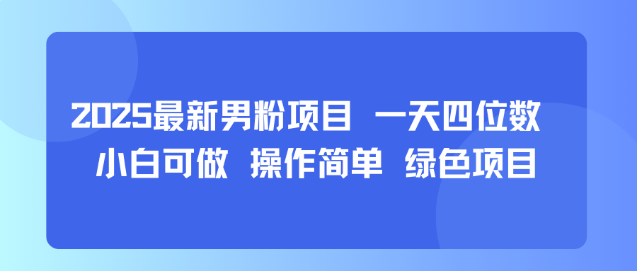 2025最新男粉项目 一天四位数 小白可做 操作简单 绿色项目-中创项目网