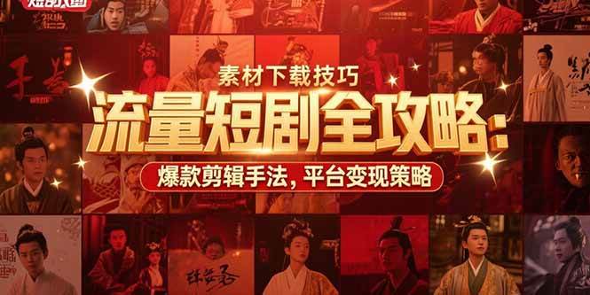 （15431期）流量短剧全攻略：素材下载技巧，爆款剪辑手法，平台变现策略-中创项目网