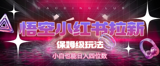 悟空小红书拉新，保姆级玩法，小白也能日入四位数-中创项目网