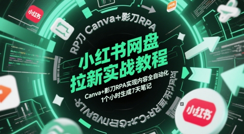 小红书网盘拉新实战教程，Canva+影刀RPA实现内容全自动化，1个小时生成7天笔记-中创项目网