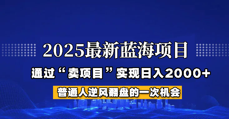 2025年蓝海项目，如何通过“网创项目”日入2000+-中创项目网