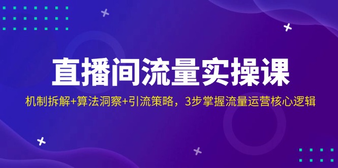 直播间流量实操课：机制拆解+算法洞察+引流策略，3步掌握流量运营核心逻辑-中创项目网