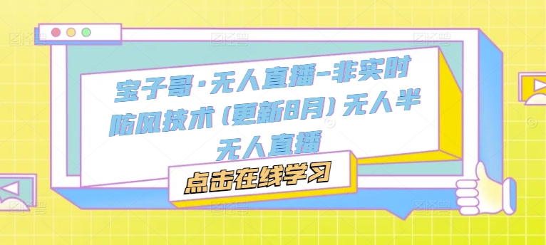 宝子哥·无人直播-非实时防风技术(更新25年5月)无人半无人直播-中创项目网