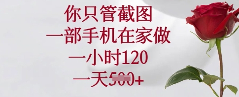 你只管截图，一部手机在家做，一小时120.一天5张【揭秘】-中创项目网