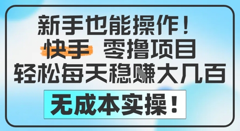 新手也能操作，快手零撸挣米，轻松每天挣2-5张，完全无成本-中创项目网