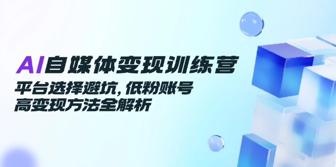 AI自媒体变现训练营，平台选择避坑，低粉账号高变现方法全解析-中创项目网