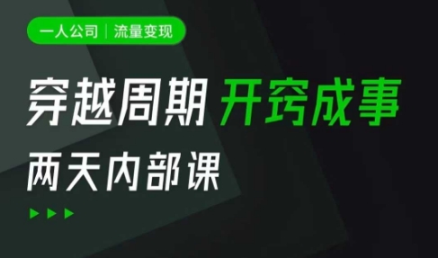 一人公司：流量变现课，一人公司的方法模型拆解， 拆解富人思维，流量思维，小老板思维等-中创项目网
