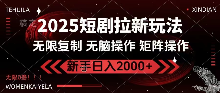2025短剧拉新玩法，无需注册登录，无限0撸，无脑批量操作日入2000+-中创项目网
