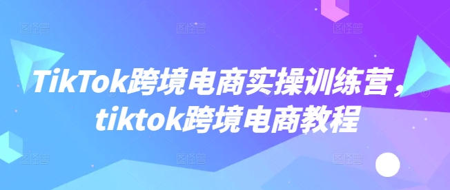 TikTok跨境电商实操训练营，tiktok跨境电商教程-中创项目网