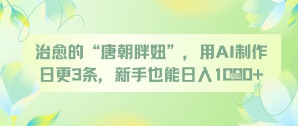 治愈的“唐朝胖妞”，用AI制作日更3条，新手也能日入多张-中创项目网