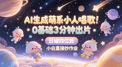 AI生成萌系小人唱歌，0基础3分钟出片，28个作品涨粉8.9W，单条最高19W赞，日入四位数，小白直接抄作业-中创项目网