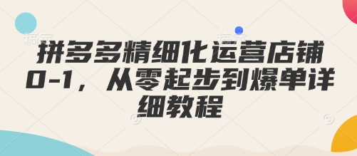 拼多多精细化运营店铺0-1，从零起步到爆单详细教程-中创项目网