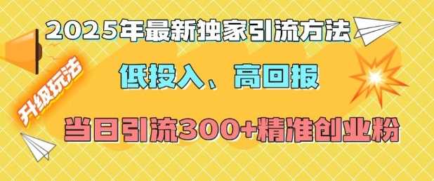 2025年最新独家引流方法，低投入高回报？当日引流300+精准创业粉-中创项目网