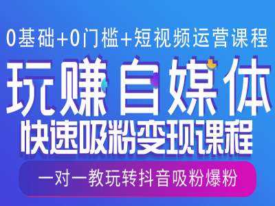 0基础+0门槛+短视频运营课程，玩赚自媒体快速吸粉变现课程，一对一教玩转抖音吸粉爆粉-中创项目网