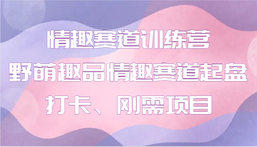 情趣赛道训练营 野萌趣品情趣赛道起盘打卡、刚需项目-中创项目网