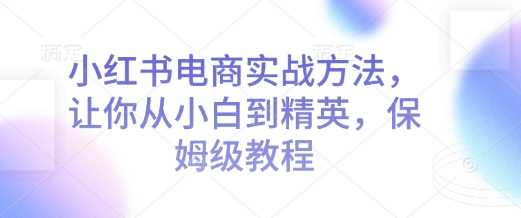 小红书电商实战方法，让你从小白到精英，保姆级教程-中创项目网