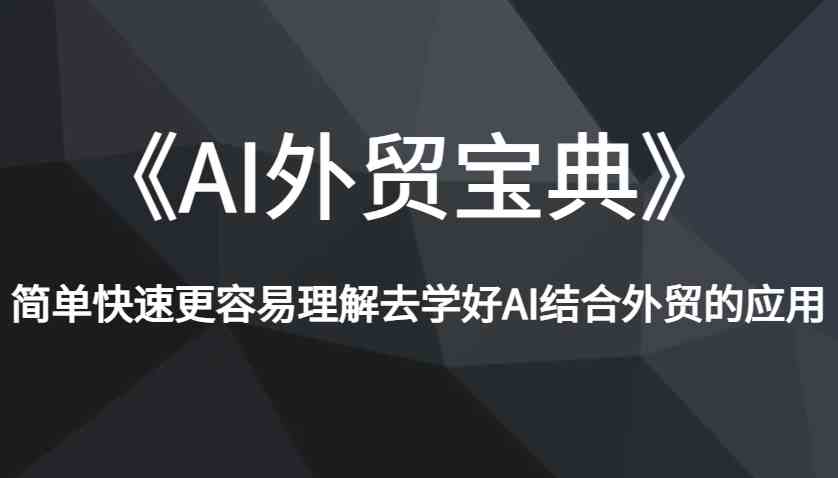 《AI外贸宝典》简单快速更容易理解去学好AI结合外贸的应用-中创项目网