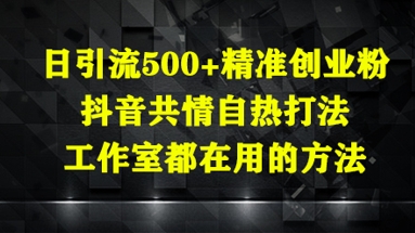 日引流500+精准创业粉，抖音共情自热打法，工作室都在用的方法-中创项目网