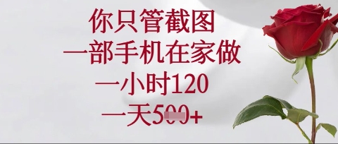 你只管截图，一部手机在家操作，一小时120.一天5张【揭秘】-中创项目网