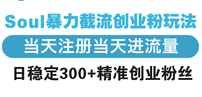 Soul暴力截流创业粉玩法，当天注册当天进流量，日稳定300+精准创业粉丝-中创项目网