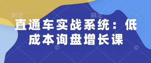 直通车实战系统：低成本询盘增长课，让个人通过技能实现升职加薪，让企业低成本获客，订单源源不断-中创项目网