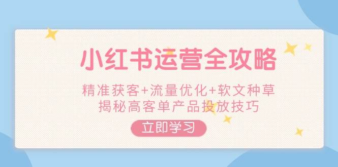 小红书运营全攻略，精准获客+流量优化+软文种草，揭秘高客单产品投放技巧-中创项目网