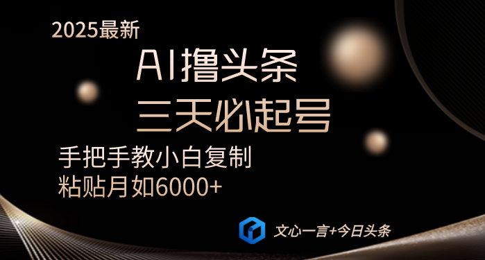 AI撸头条三天必起号手把手教小白复制粘贴月入6000+教程-中创项目网