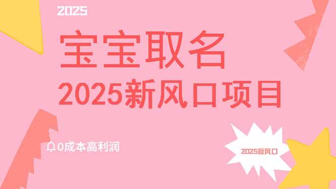 2025新风口项目宝宝取名，0成本高利润，附保姆级教程，月入过万不是梦-中创项目网