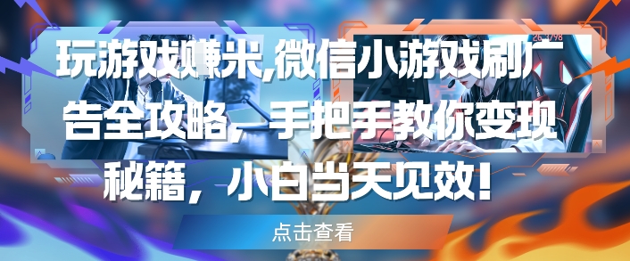 玩游戏挣米，微信小游戏刷广告全攻略，手把手教你变现秘籍，小白当天见效-中创项目网